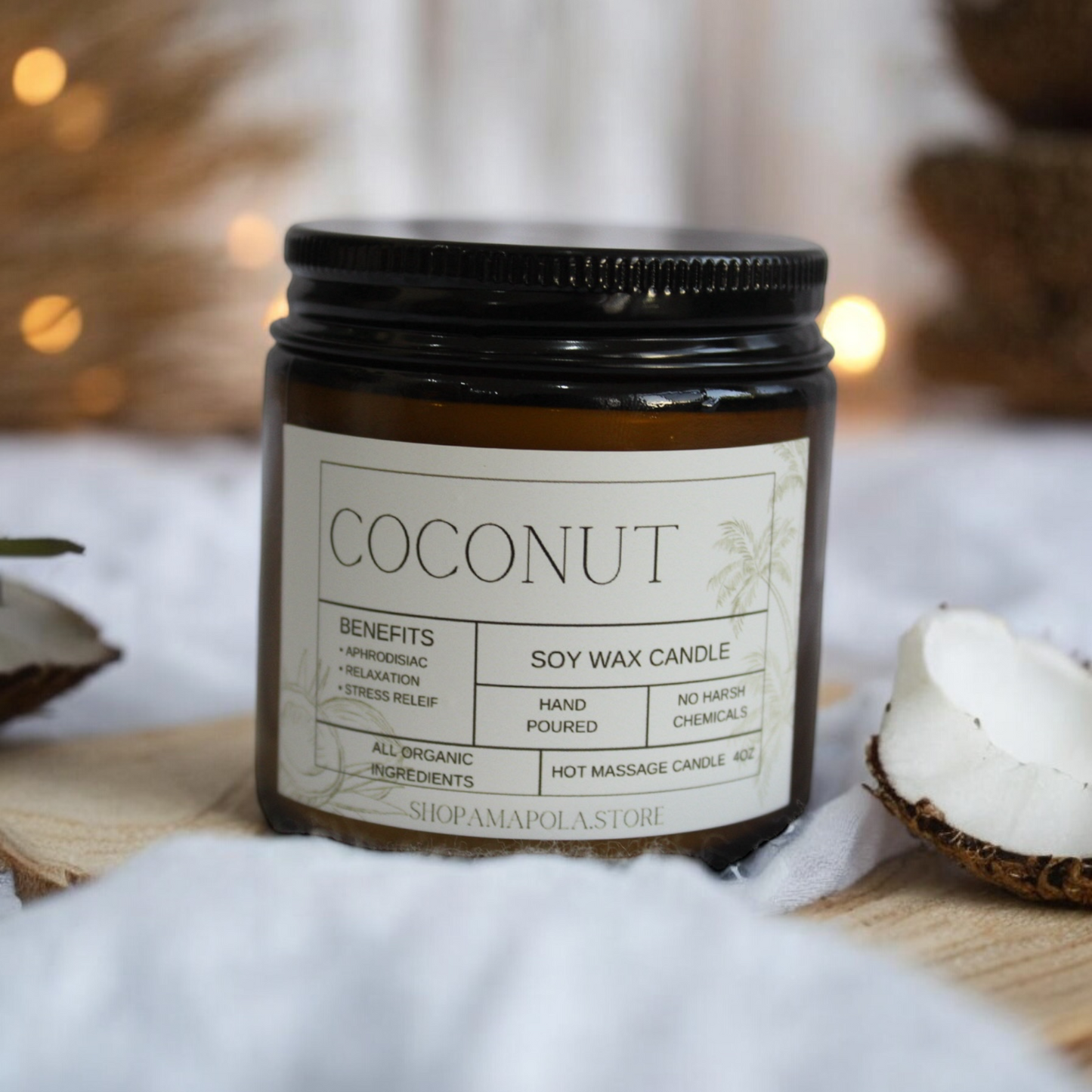 Velón Artesanal de Coconut Soy 8oz