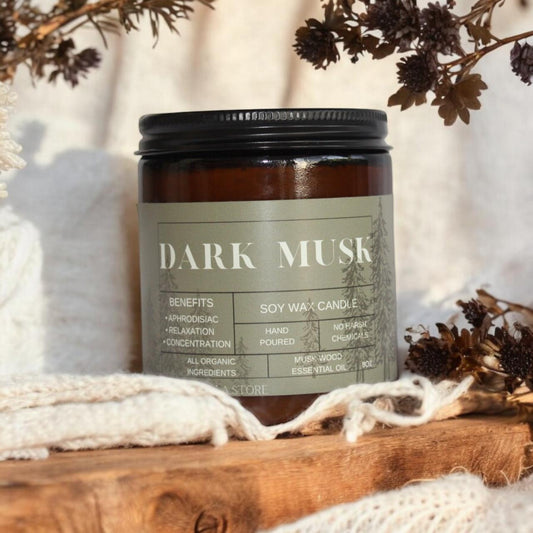 Velón Artesanal de Dark Musk Soy 8oz